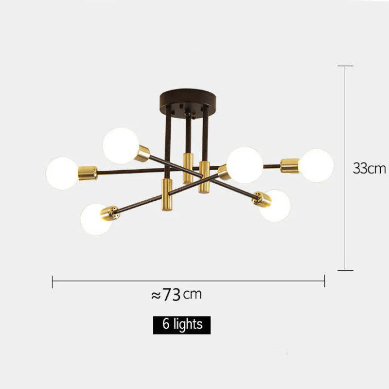 Industrial ceiling lamp chandelier with round lights