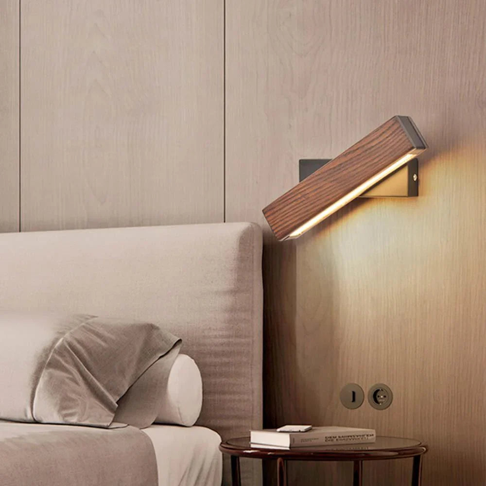 Wooden Adjustable LED Wall Lamp for Reading
