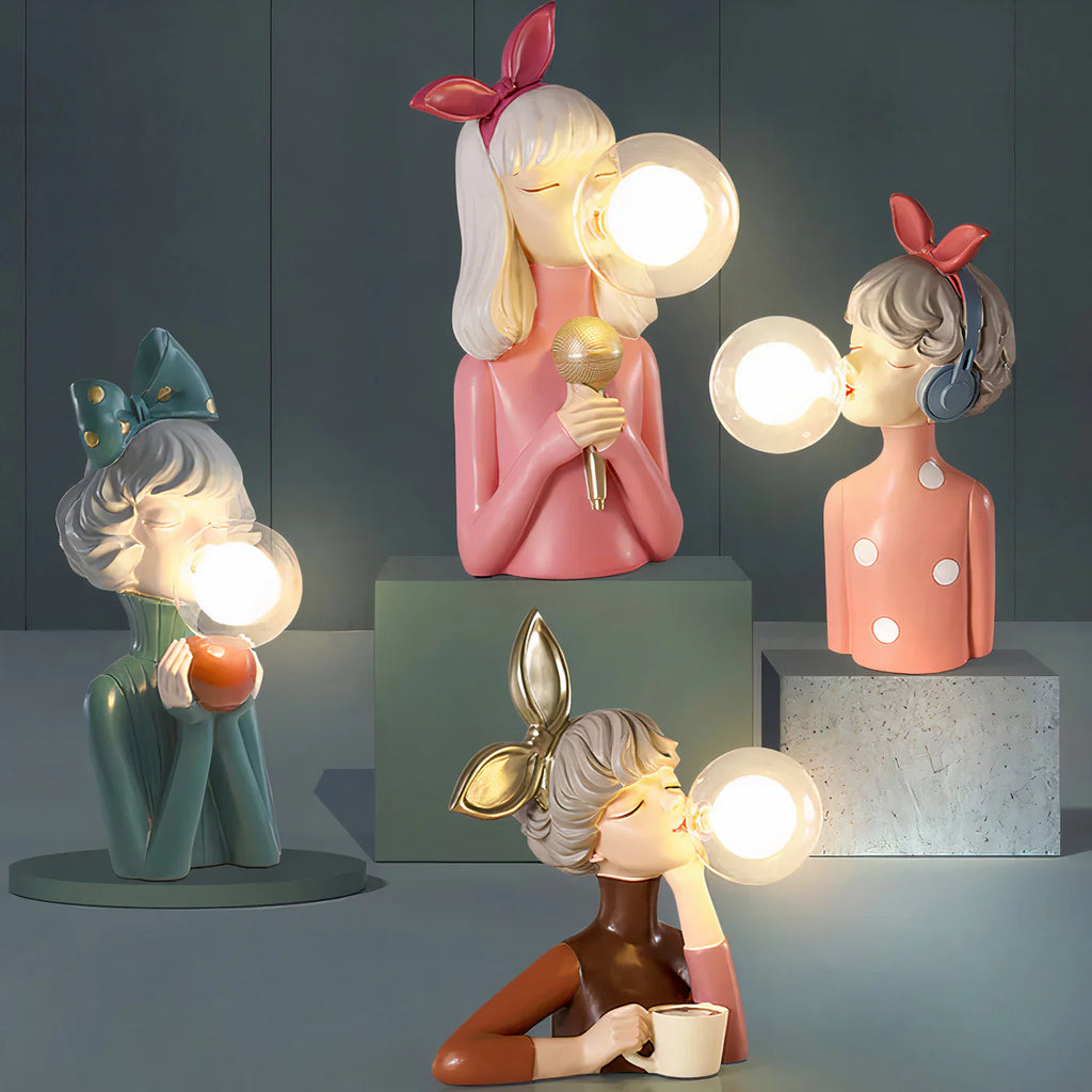 Decorative LED Lamp "Girl with Balloon" – Designer Figure for Living Room and Office