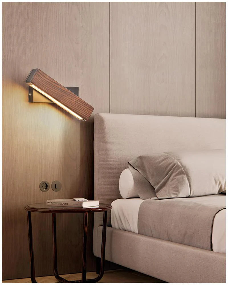 Wooden Adjustable LED Wall Lamp for Reading
