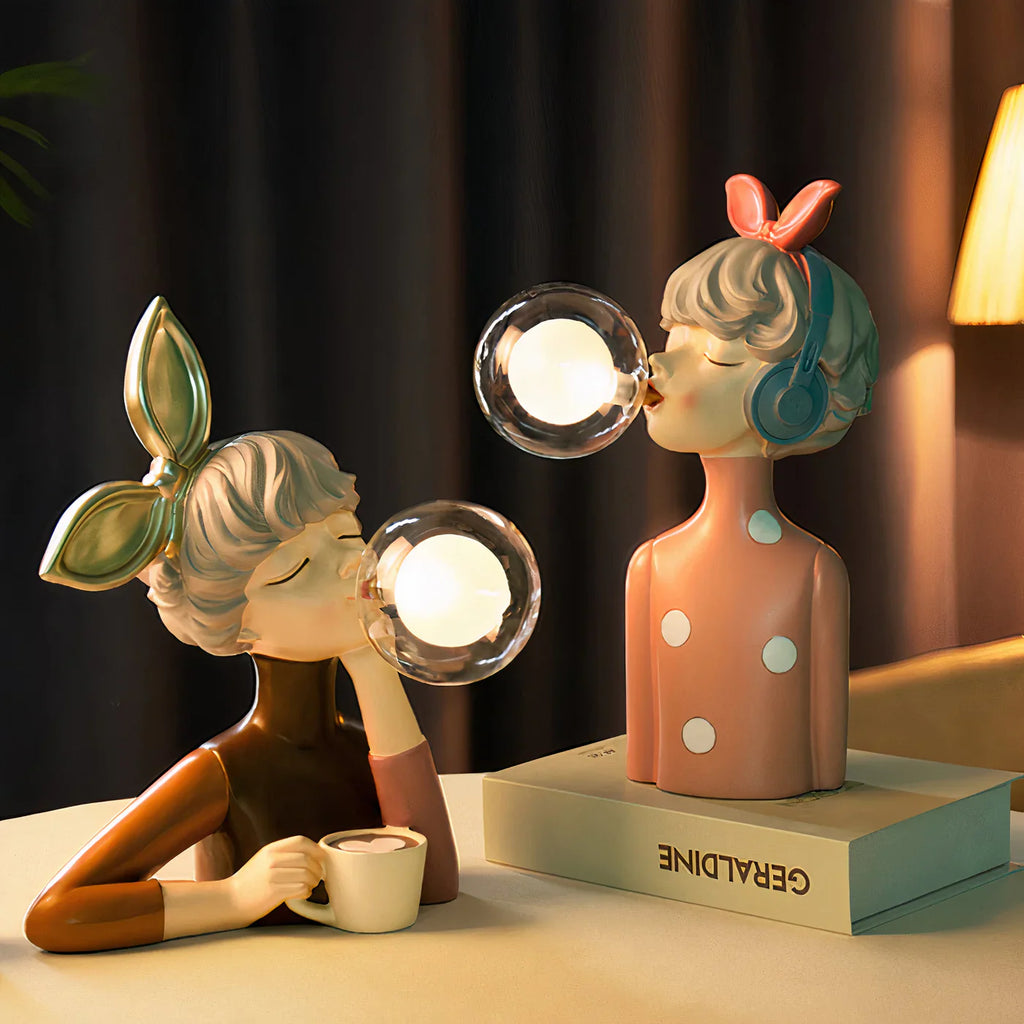 Decorative LED Lamp "Girl with Balloon" – Designer Figure for Living Room and Office
