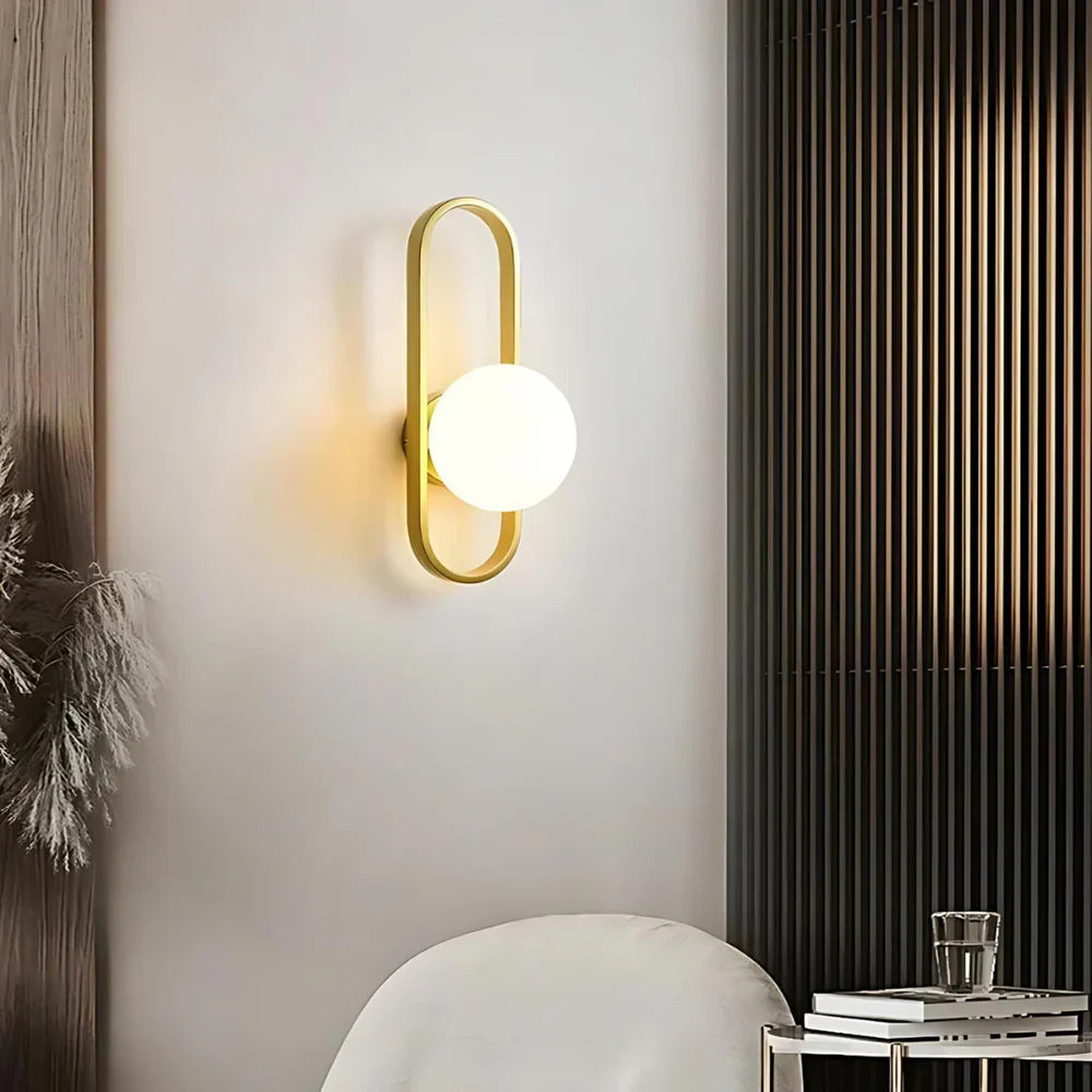 Modern Wall Sconce with Milk Glass Ball