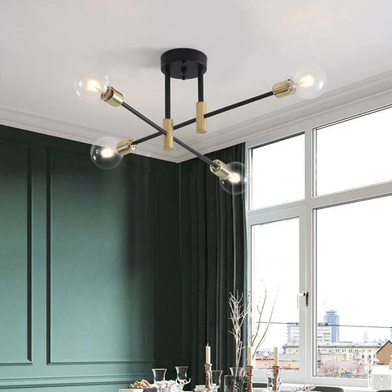 Industrial ceiling lamp chandelier with round lights