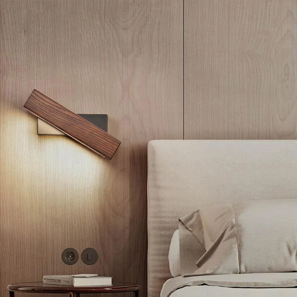 Wooden Adjustable LED Wall Lamp for Reading
