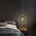 Modern LED pendant lamp in the shape of a circle with a central light source