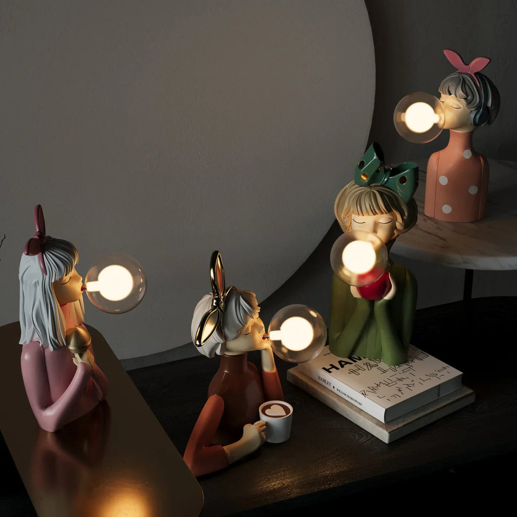 Decorative LED Lamp "Girl with Balloon" – Designer Figure for Living Room and Office