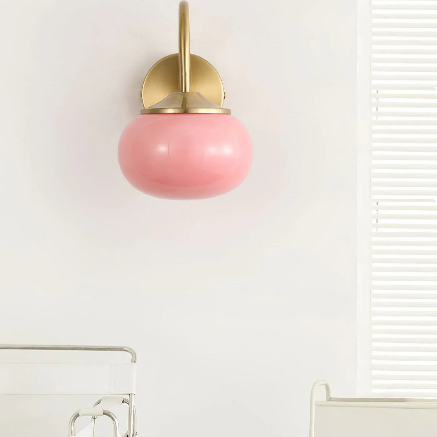 Wall Lamp with Glass Shade and Gold Finish