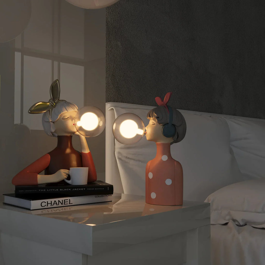 Decorative LED Lamp "Girl with Balloon" – Designer Figure for Living Room and Office