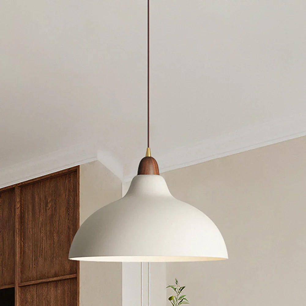 Modern Hanging Lamp with Wooden Accent – Minimalist Design