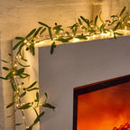 LED Garland with Olive Leaves – Decorative Light Garland for Fireplace, Door, or Wall