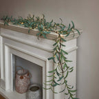 LED Garland with Olive Leaves – Decorative Light Garland for Fireplace, Door, or Wall