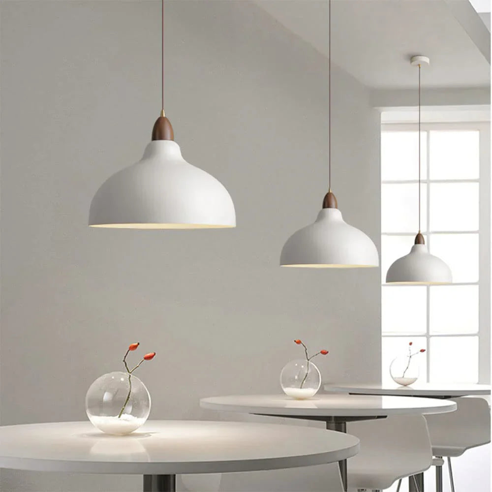 Modern Hanging Lamp with Wooden Accent – Minimalist Design