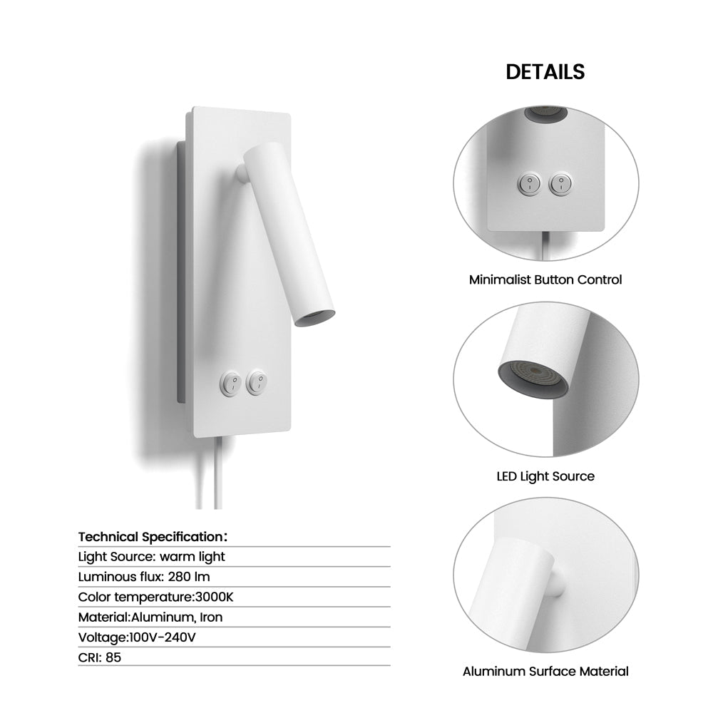 Mullen Bedside Wall Mounted Reading Lamp