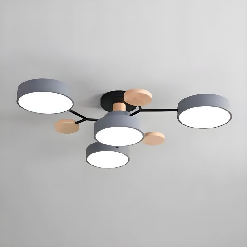 Arisha Geometric Flush Mount Ceiling Light Acrylic/Wood Living Room