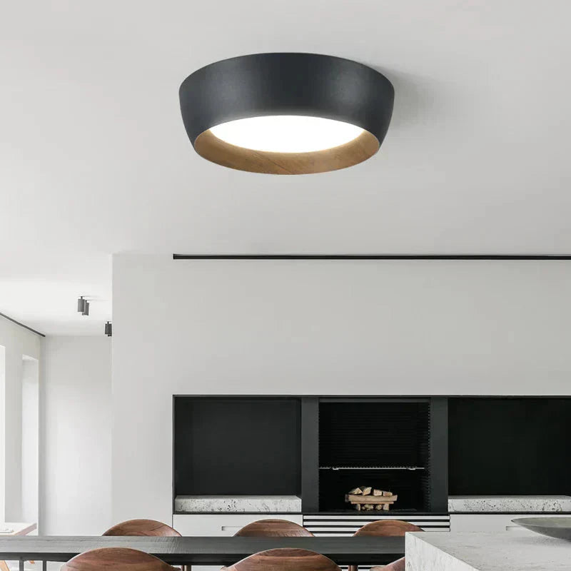 Modern LED Ceiling Lamp with Wooden Accent