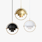 Designer Hanging Lamp with Metal Shade and Decorative Ring