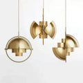 Designer Hanging Lamp with Metal Shade and Decorative Ring