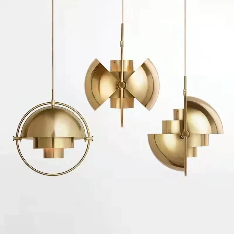 Designer Hanging Lamp with Metal Shade and Decorative Ring