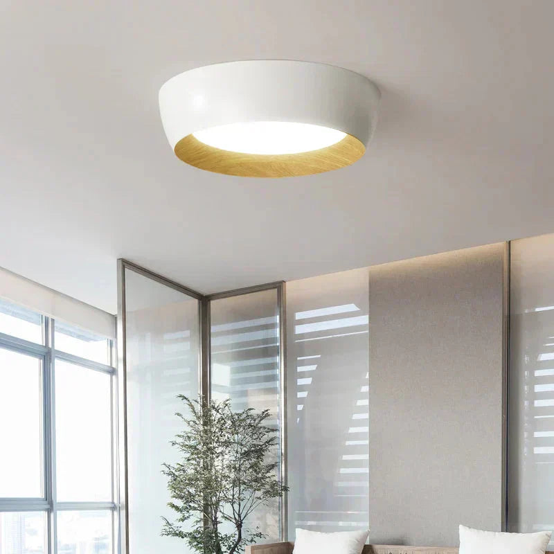 Modern LED Ceiling Lamp with Wooden Accent