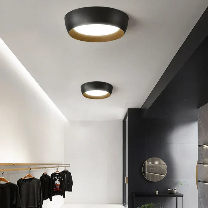 Modern LED Ceiling Lamp with Wooden Accent