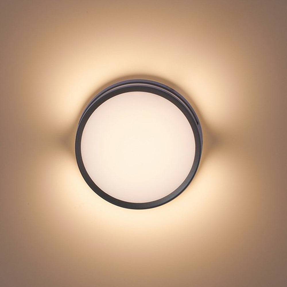 Ray Modern Round Metal/ Outdoor Waterproof Wall Lamp, Black