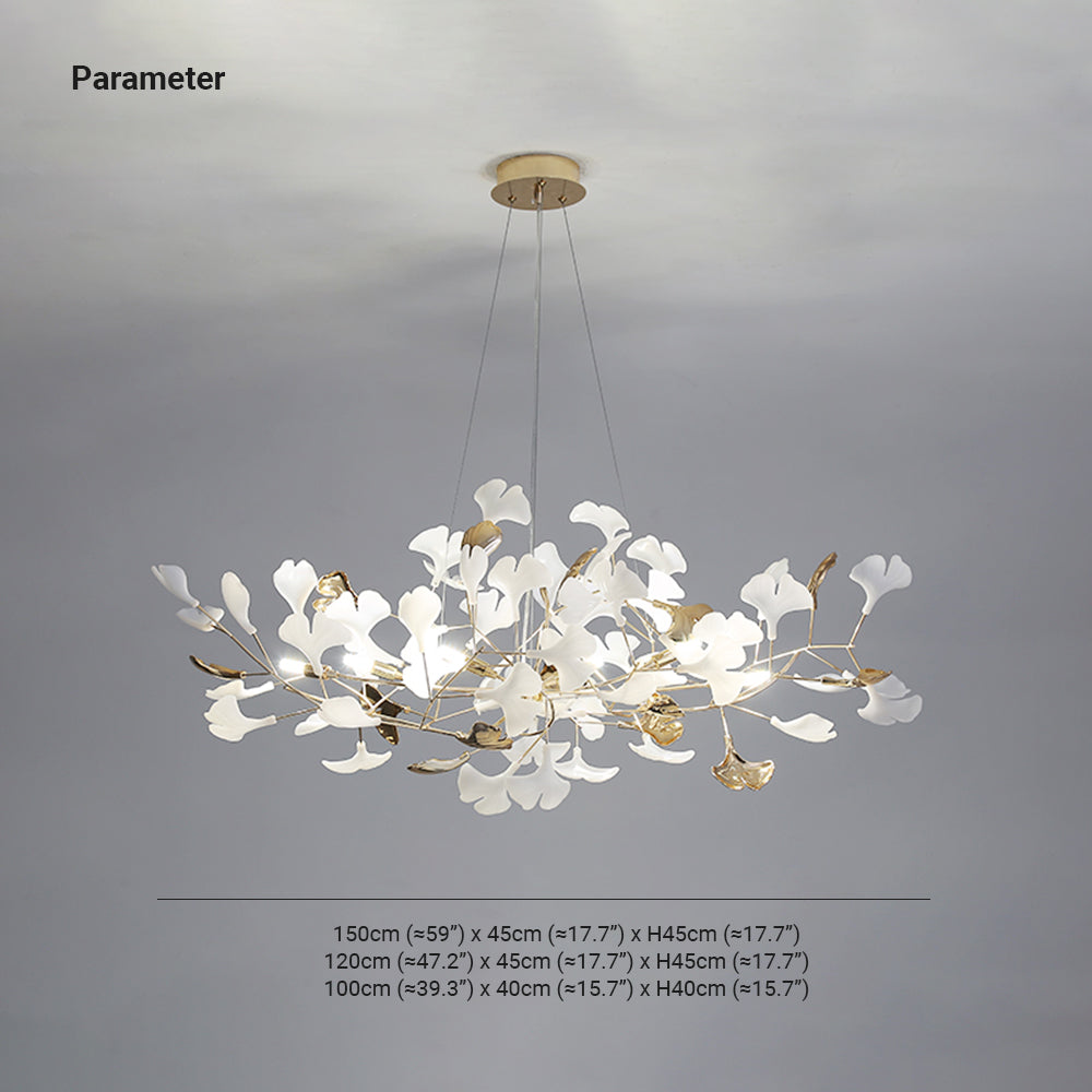 Jarn Leaf Suspension / Modern Multi Metal / Ceramic Gold / White Living Room