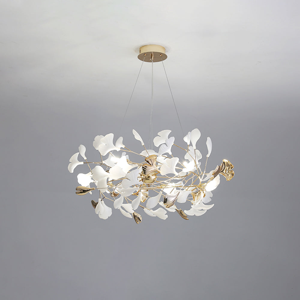 Jarn Leaf Suspension / Modern Multi Metal / Ceramic Gold / White Living Room