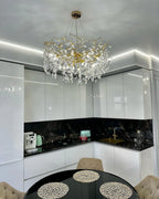 Exclusive chandelier with crystal leaves – branch effect, modern elegance