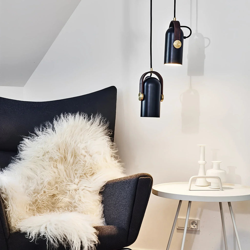 Modern pendant lamp with wooden accent and metal shade – loft style