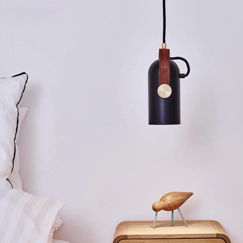 Modern pendant lamp with wooden accent and metal shade – loft style