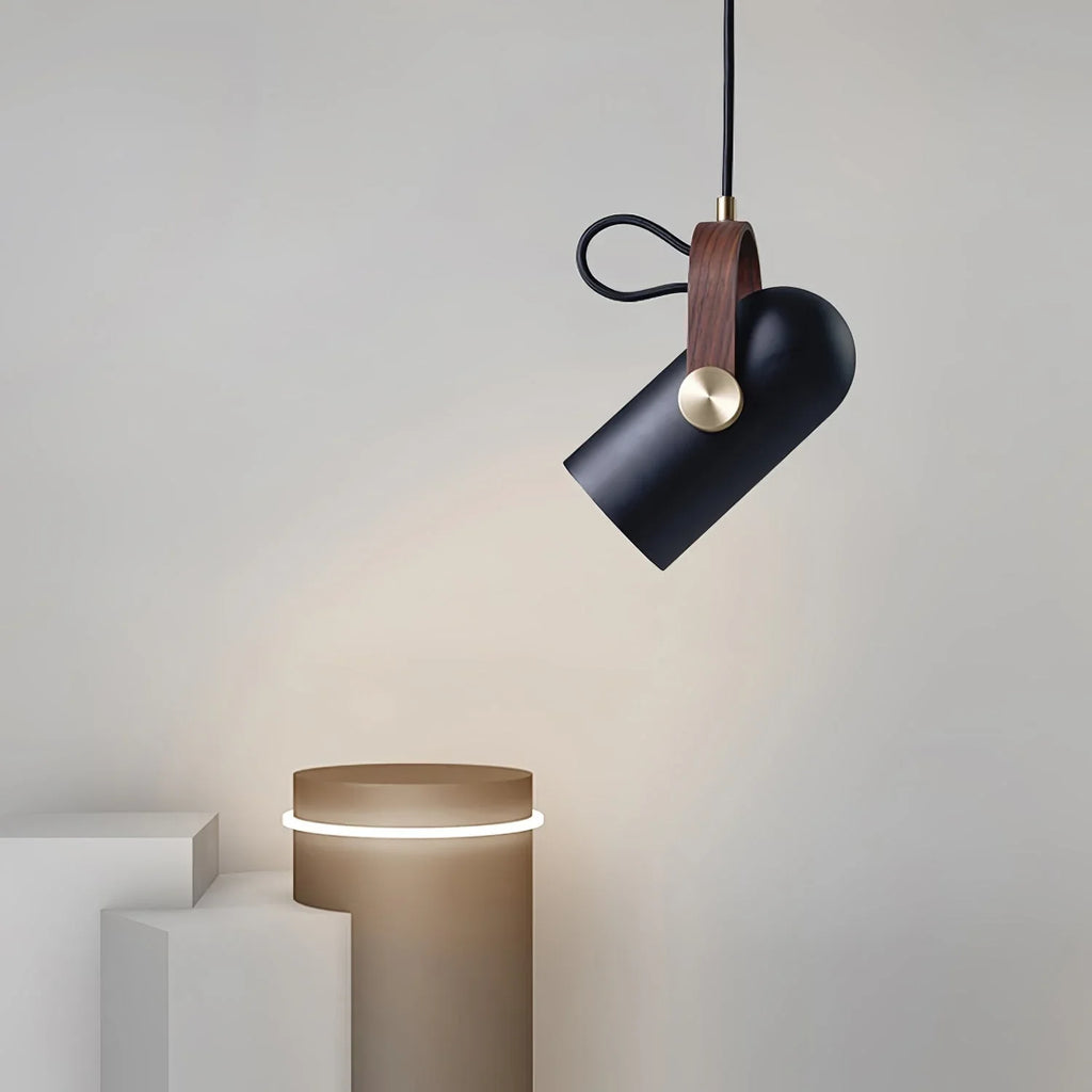 Modern pendant lamp with wooden accent and metal shade – loft style