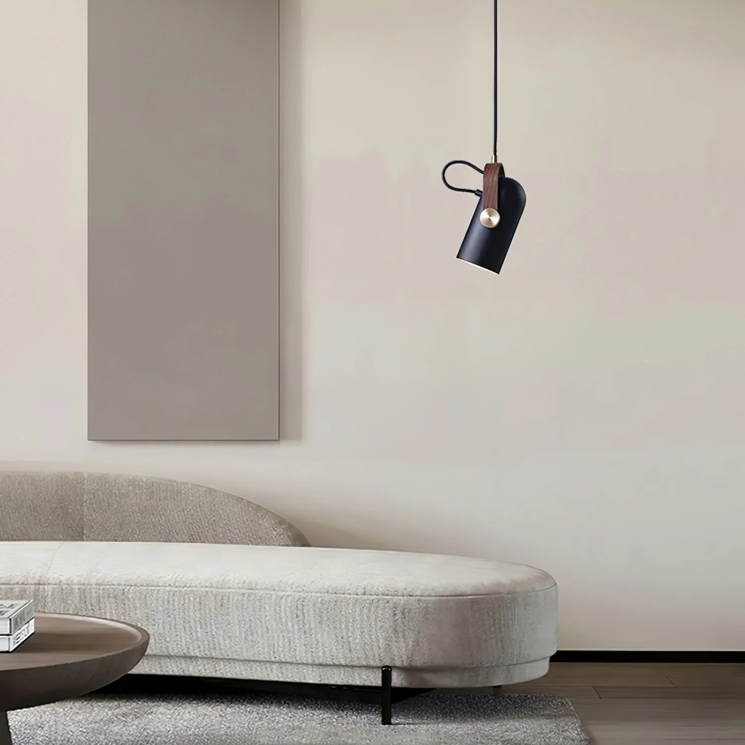 Modern pendant lamp with wooden accent and metal shade – loft style