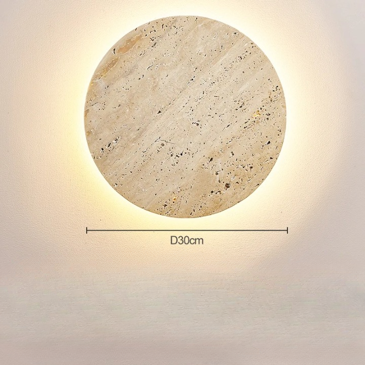 Minimalist Travertine Round Wall Sconce LED 1-light