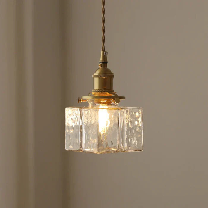 Vintage glass hanging lamps with brass finish
