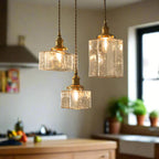 Vintage glass hanging lamps with brass finish