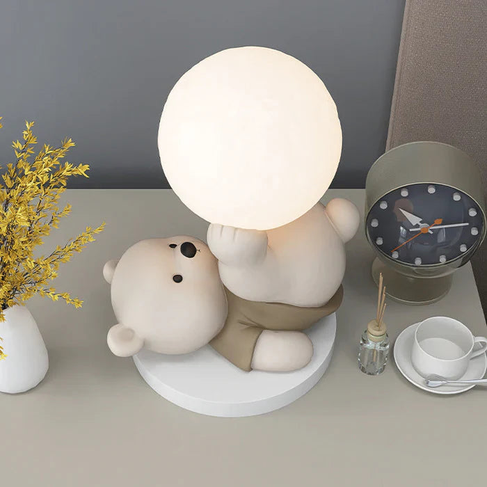Decorative LED Night Lamp Bear with Sphere – Adorable Table Lamp for Children's Room