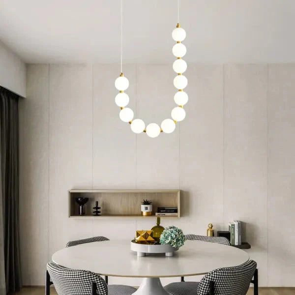 Modern LED pendant lamp – stunning necklace design with light spheres