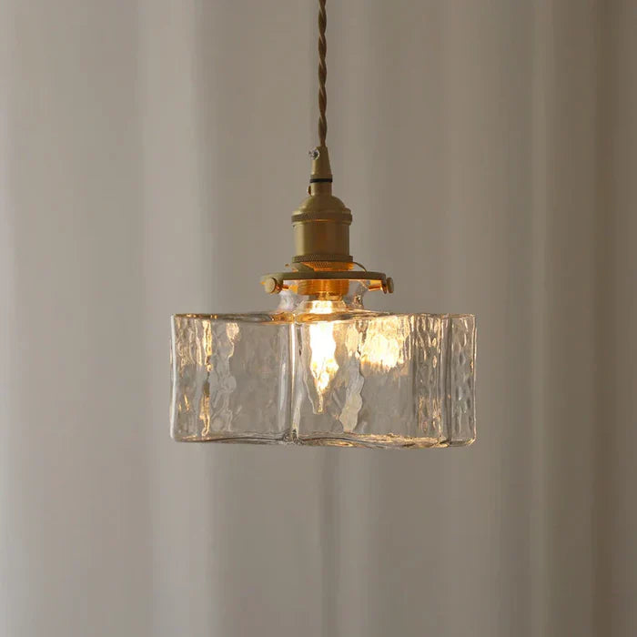 Vintage glass hanging lamps with brass finish