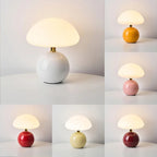 Modern table lamp with a spherical base and mushroom-shaped shade – minimalist style