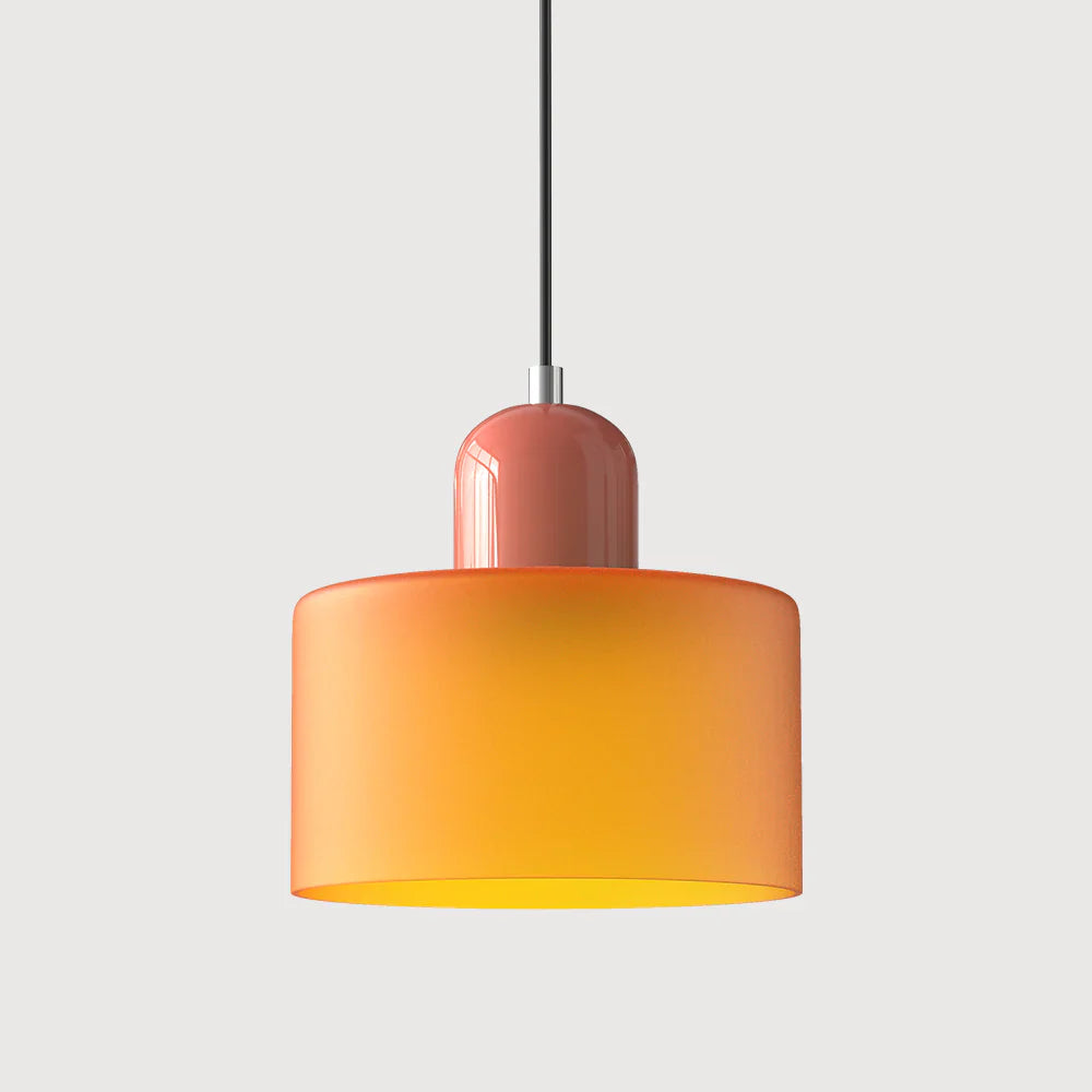 Modern Hanging Lamp Made of Colored Glass in Bauhaus Style
