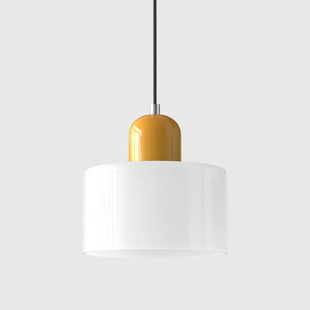 Modern Hanging Lamp Made of Colored Glass in Bauhaus Style
