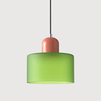 Modern Hanging Lamp Made of Colored Glass in Bauhaus Style