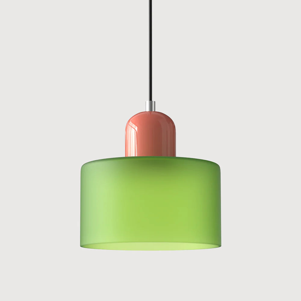 Modern Hanging Lamp Made of Colored Glass in Bauhaus Style
