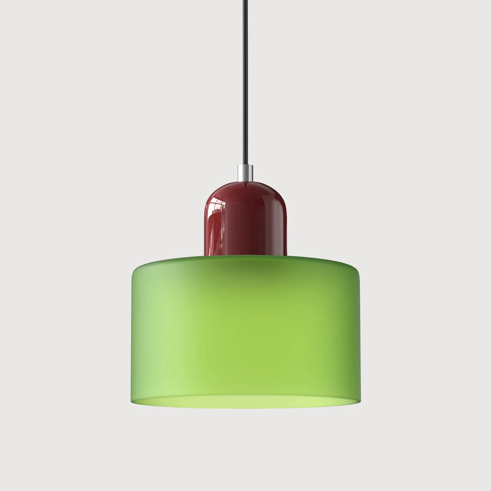 Modern Hanging Lamp Made of Colored Glass in Bauhaus Style