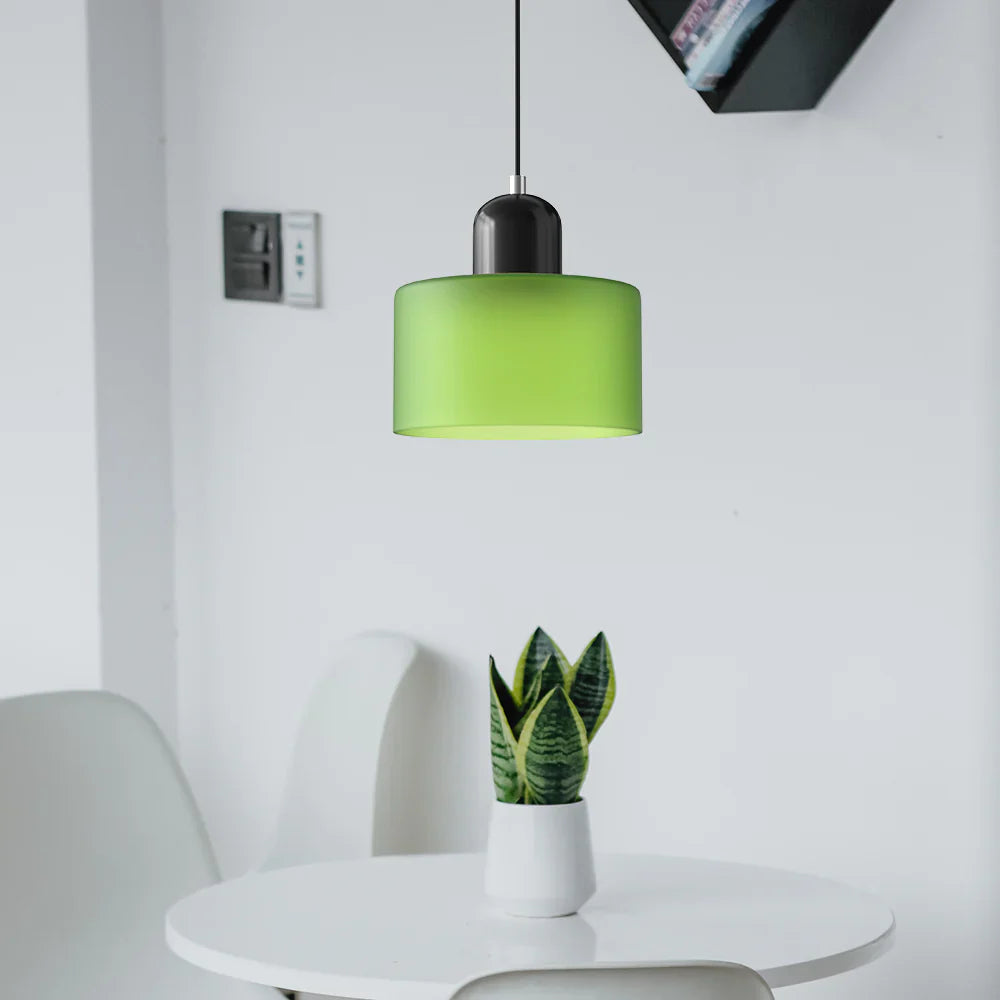 Modern Hanging Lamp Made of Colored Glass in Bauhaus Style