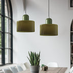 Modern Hanging Lamp Made of Colored Glass in Bauhaus Style