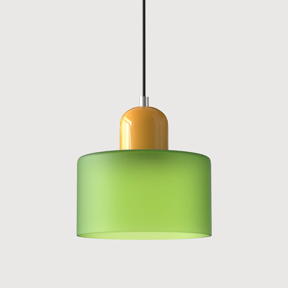 Modern Hanging Lamp Made of Colored Glass in Bauhaus Style