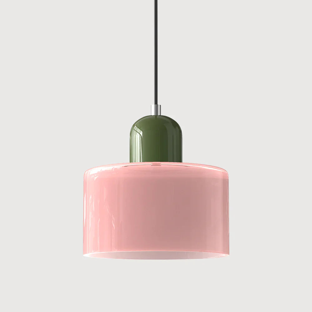 Modern Hanging Lamp Made of Colored Glass in Bauhaus Style