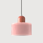 Modern Hanging Lamp Made of Colored Glass in Bauhaus Style