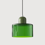 Modern Hanging Lamp Made of Colored Glass in Bauhaus Style